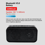 All in One Bluetooth 5.0 Mirror Digital Clock Speaker With Temp Display/Radio/AUX/MemCard and Built in Mic Function
